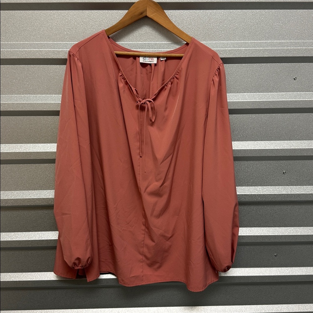 Denim & Co Women’s Peasant Long Sleeve Blouse Plus Size 3X Casual Stretch Office